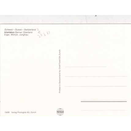 Interlaken Switzerland Postcard unused VGC