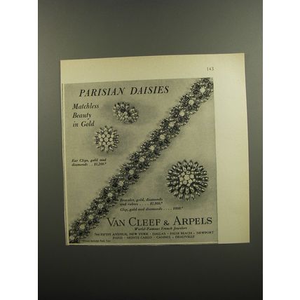 1953 Van Cleef & Arpels Jewelry Ad - Parisian Daisies