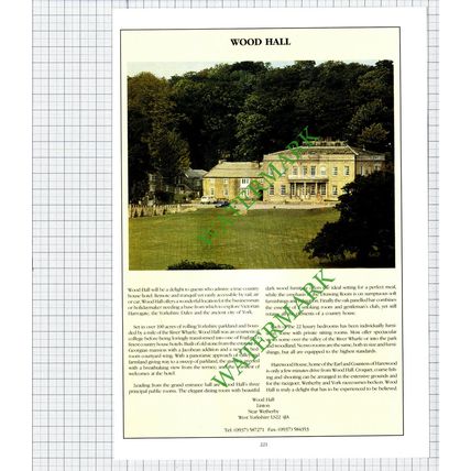 Wood Hall Hotel Linton Wetherby Yorkshire Advert -1992 Cutting