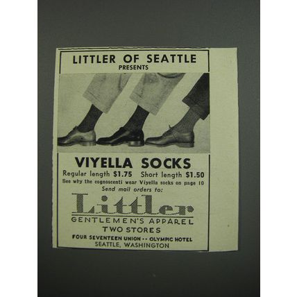 1953 Littler Gentlemen's Apparel Viyella Socks Advertisement