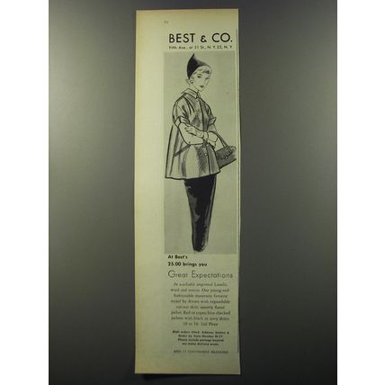 1953 Best & Co. Maternity Fashion Ad - 25.00 brings you Great Expectations