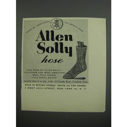 1953 Allen Solly Socks Advertisement