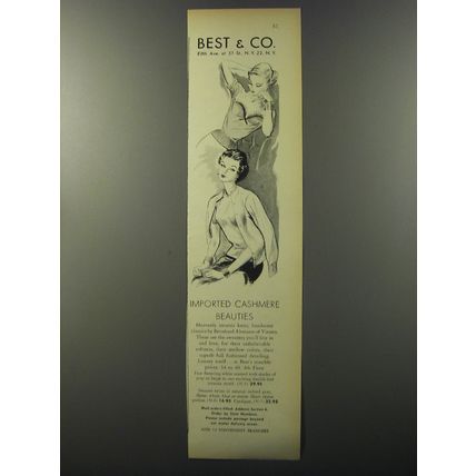 1953 Best & Co. Sweaters by Bernhard Altmann of Vienna Advertisement