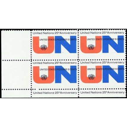 1419, Mint NH Amazing Color Shift Error 6¢ UN Block WoW - Stuart Katz