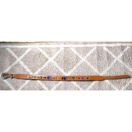 Leegin Silver Creek Collection Leather Belt 28 Ladies Aztec Boho Embroidered