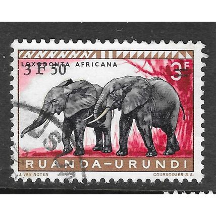 RUANDA URUNDI ELEPHANTS USED SURCHARGED