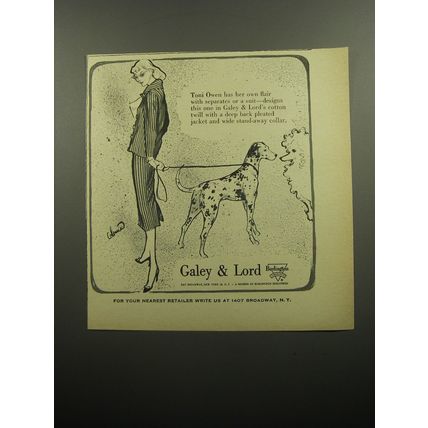 1957 Galey & Lord Toni Wen Suit Ad - Toni Owen has her own flair with separates