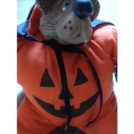 Russ 5" Bumpkin Pumpkin Stuffed Resin Bear w/ Cape Halloween Bear Decoration