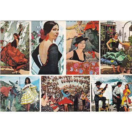 Spanish Dancing Multiiew Spain Postcard posted 1970 VGC