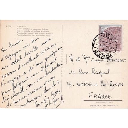 Spanish Dancing Multiiew Spain Postcard posted 1970 VGC