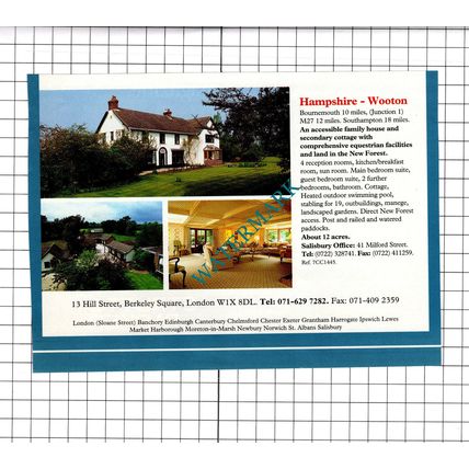 Wooton Hampshire House Sale Advert - 1994 Clipping / Print
