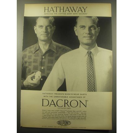 1959 Du Pont Dacron Ad - Hathaway improves the cotton shirt with Dacron