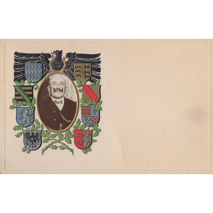 German Unidentified Political Leader Character Shield Old Postcard