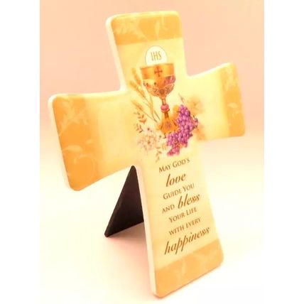 Communion Cross Plaque Hanging & Standing May God's Love Guide You & Bless Gift