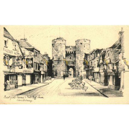 Westgate Towers & Falstaff Inn, Canterbury, Kent, Norman Postcard, 1962