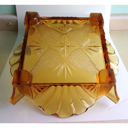 Art Deco Brockwitz Amber Glass Fruit Bowl c.1936.