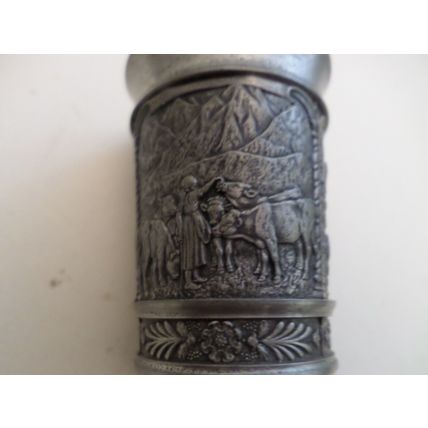 Vintage - 95% Pewter - Shot Cup Pair - SKS ZINN - Multi Hunting Scene