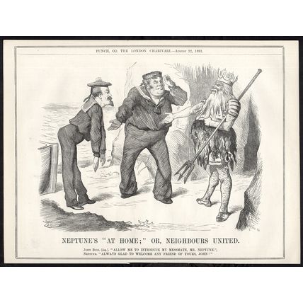 NEPTUNE’S “AT HOME” 1891 Sir John Tenniel - Sadi Carnot PUNCH CARTOON PAGE