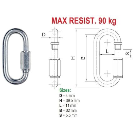 HEAVY DUTY QUICK LINK SCREW LOCK Chain Fastener Hook Carabiner Steel 4mm 6mm 8mm