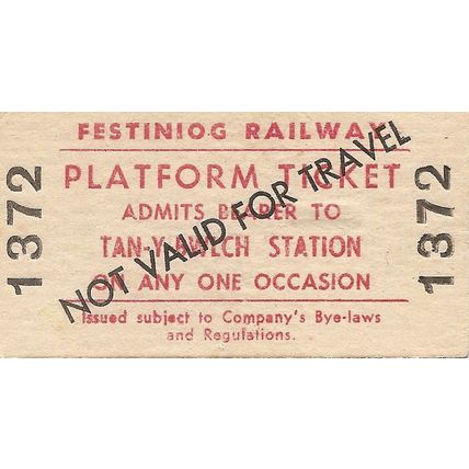 Festiniog Railway Edmondson Platform Ticket - Tan-y-Bwlch Station