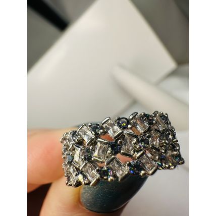 Bomb Party Sz7 Revealed BP Ring Jewelry RBP Rainbow/Colorless Clusters Rhodium P