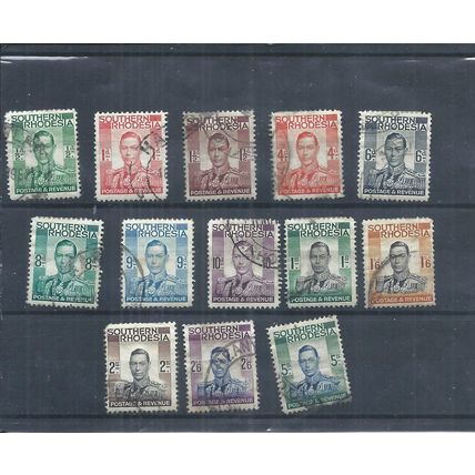 Southern Rhodesia Stamps 1937 GVI series used SG 40 - 52 CV £23 (AQ1019)