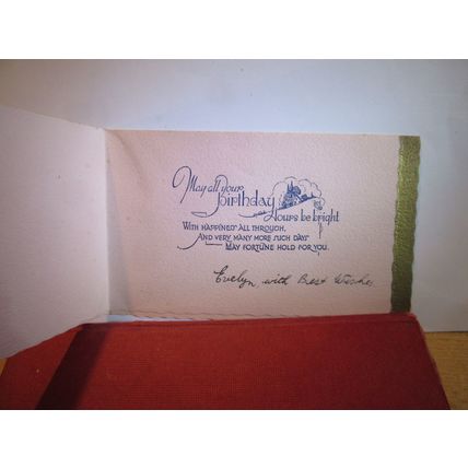 BIRTHDAY GREETINGS CARD used antique/vintage folded card Off to sea.. =