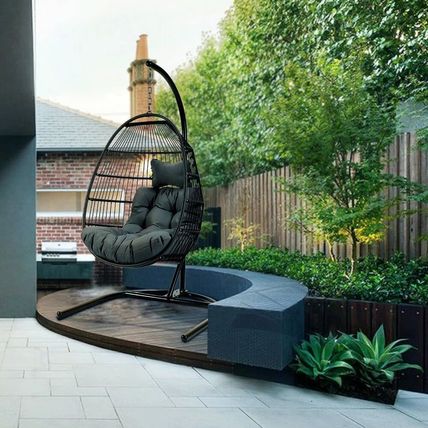 Hanging Hammock Chair with Stand & Cushion – Indoor/Outdoor Swing Egg Chair