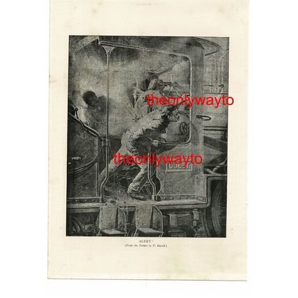 ALERT ! Train Driver Spots Danger, Book Illustration (Print), 1893