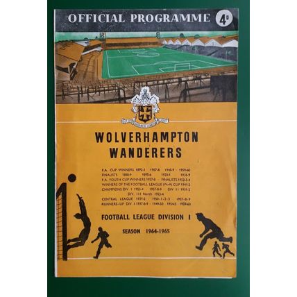 Wolverhampton Wanderers v Manchester United 1964 - 1965 FA Cup R6 football prog