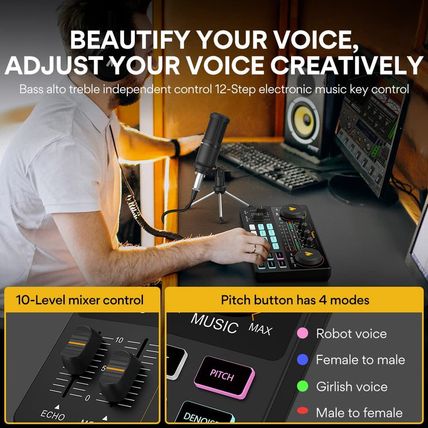 MAONO Podcast Equipment Bundle Audio Mixer All-In-One Podcast Production Studio