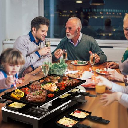 CUSIMAX Raclette Grill Electric Grill Table Portable 2 in 1 Korean BBQ Grill Ind