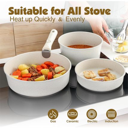 SENSARTE 24 Piece Pots and Pans Set, Nonstick Detachable Handle Cookware, Induct