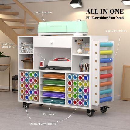 Craft Organization and Storage Cart Compatible with Cricut Machine, Rolling Craf