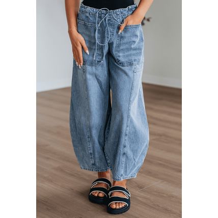 Myosotis Large Patch Pocket Drawstring Paperbag Waist Barrel Jeans