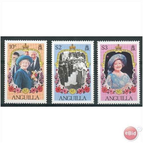 Anguilla stamps 1985 - SG 655-657 Life & Times Of The Queen Mother MNH