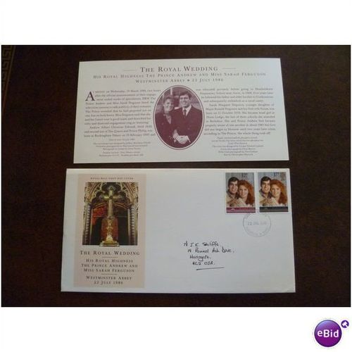 1986 GB Royal Wedding stamps Royal Mail FDC Harrogate FDI Prince Andrew Sarah