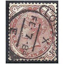 1880 SG167 1 1/2d Venetian Red London Hooded Cancel. .