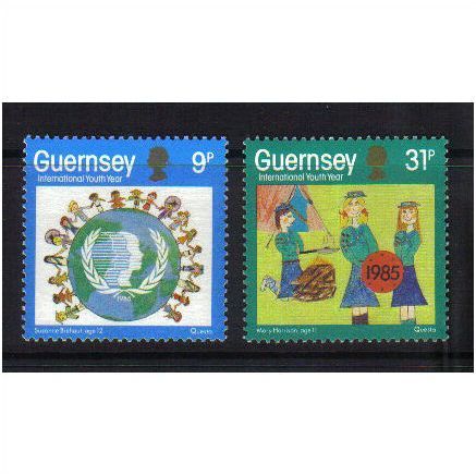 1985 GB GUERNSEY I.Y.Y YOUTH YEAR SET UMM SG 338-339
