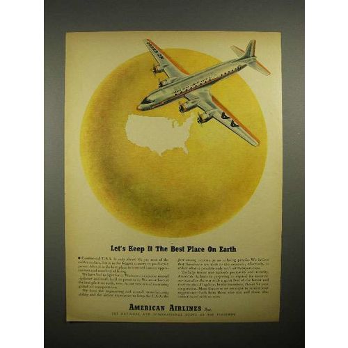 1945 American Airlines Ad - Best Place on Earth