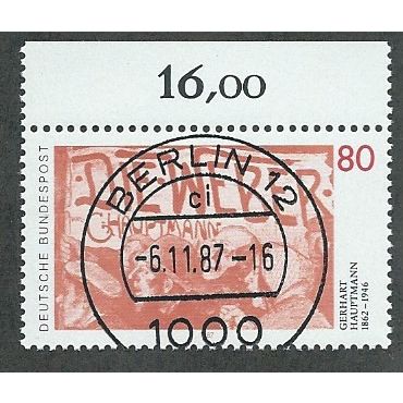 GER 1987 80pf 'GERHART HAUPTMANN ' FINE USED (EBID49-435)
