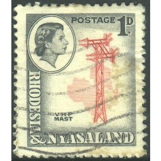 Rhodesia & Nyasaland 1959 - SG19 - 1d red/black - V.H.F. Mast - used