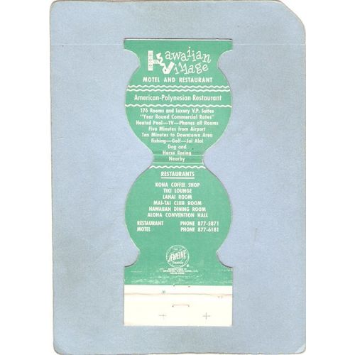 FL Tampa Matchcover Tiki Hawaiian Village Tiki Lounge Hawaii in Tampa Cont~3