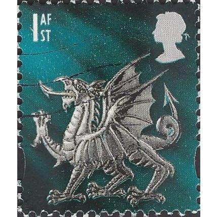 WALES, Heraldic Dragon, blue-green 2001, 1st, #5