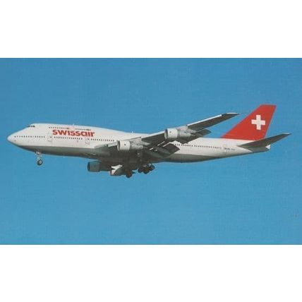 Boeing 747-357 HB-1GD Plane of Swissair at Zurich Switzerland Airport Postcard