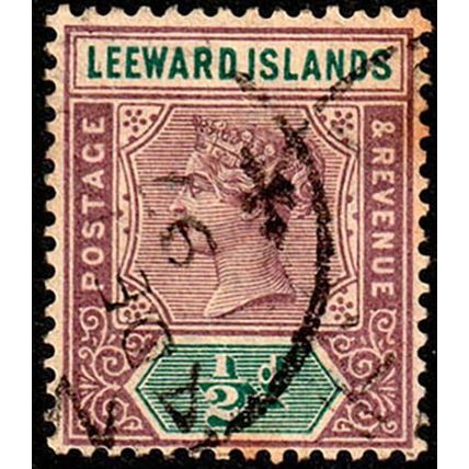 Leeward Islands 1890 Queen Victoria 1/2d Used Stamp