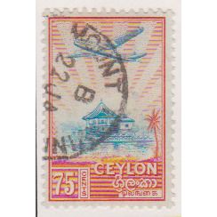 Ceylon 75c orange & blue Plane over Pagoda airmail SG460a