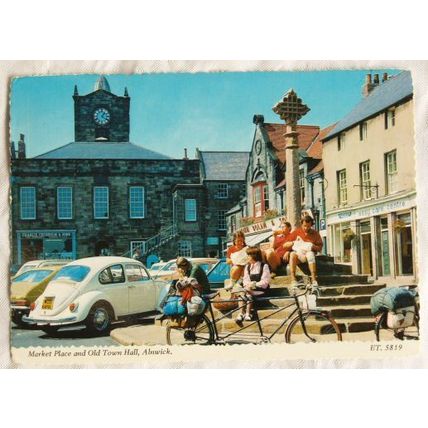 1994 postcard Market Place & Town Hall, Alnwick