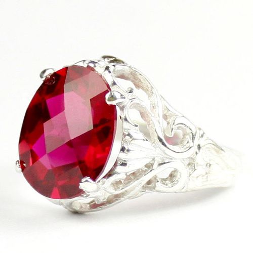 Created Ruby, 925 Sterling Silver Ring, SR114