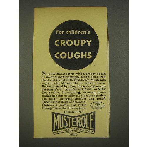 1936 Musterole Ointment Ad - Children's Croupy Coughs